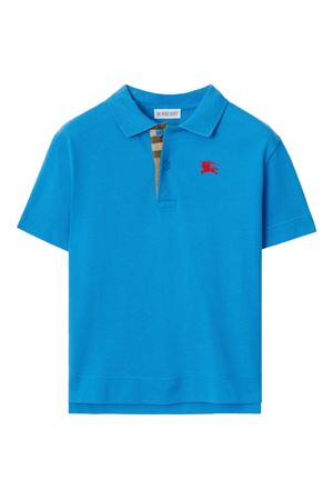 blue cotton polo shirt BURBERRY KIDS | 8117872C4138